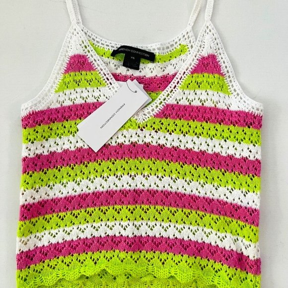 French Connection Nora  Striped Crochet Knit Tank - Picture 1 of 3